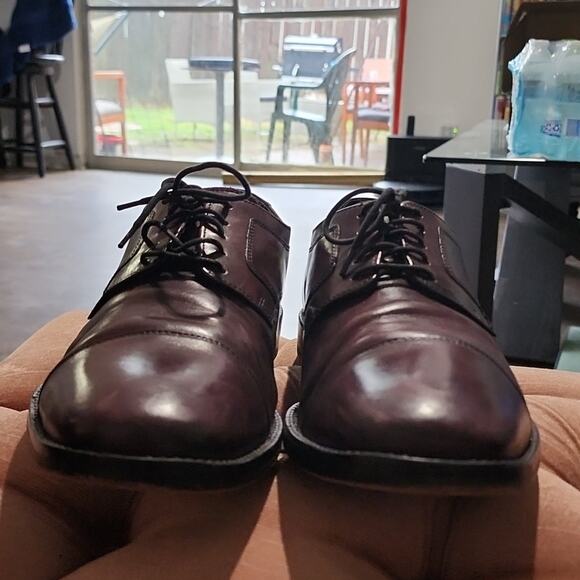JOHNSTON & MURPHY MENS LEATHER BURGUNDY OXFORDS SIZE 11 MADE IN INDIA - Picture 15 of 15